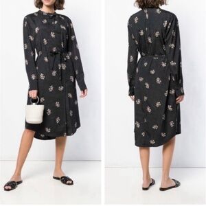 Vince Tossed Bouquet Floral Tie Neck Dress